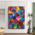 Colorful Palette Knife Strokes Abstract Painting with Vivid Energy WINK080