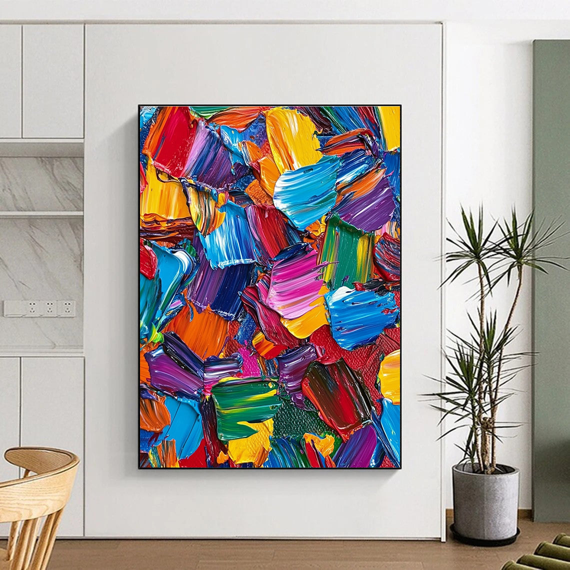 Colorful Palette Knife Strokes Abstract Painting with Vivid Energy WINK080