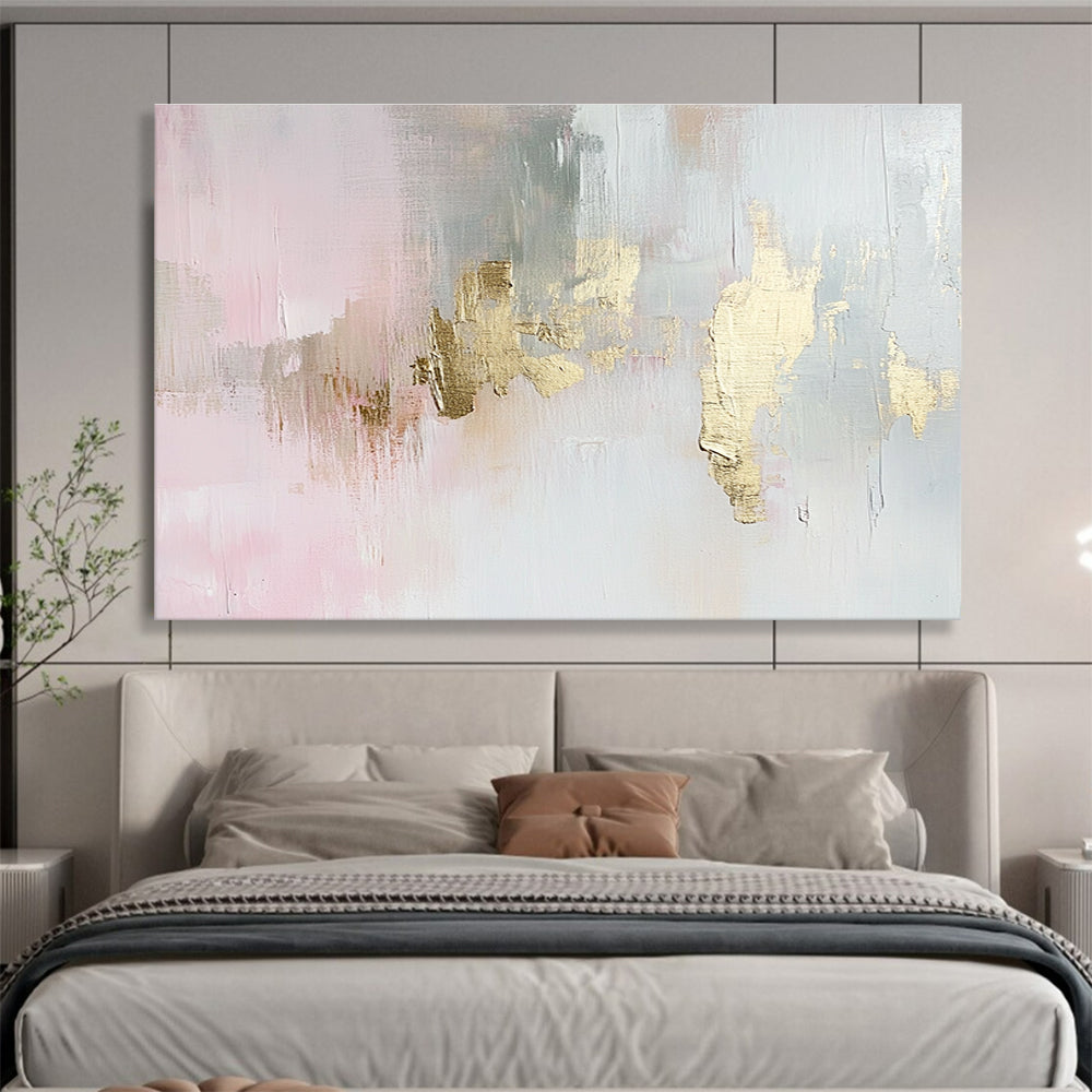 Gold - Accented Pastel Abstract Painting with Subtle Luxurious Touches ABS544