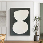 White Organic Shapes on Black Abstract Painting with Clean Contrast WINK269