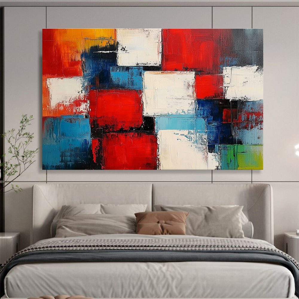 Geometric Color Collage Abstract Painting with Dynamic, Structured Combinations ABS505