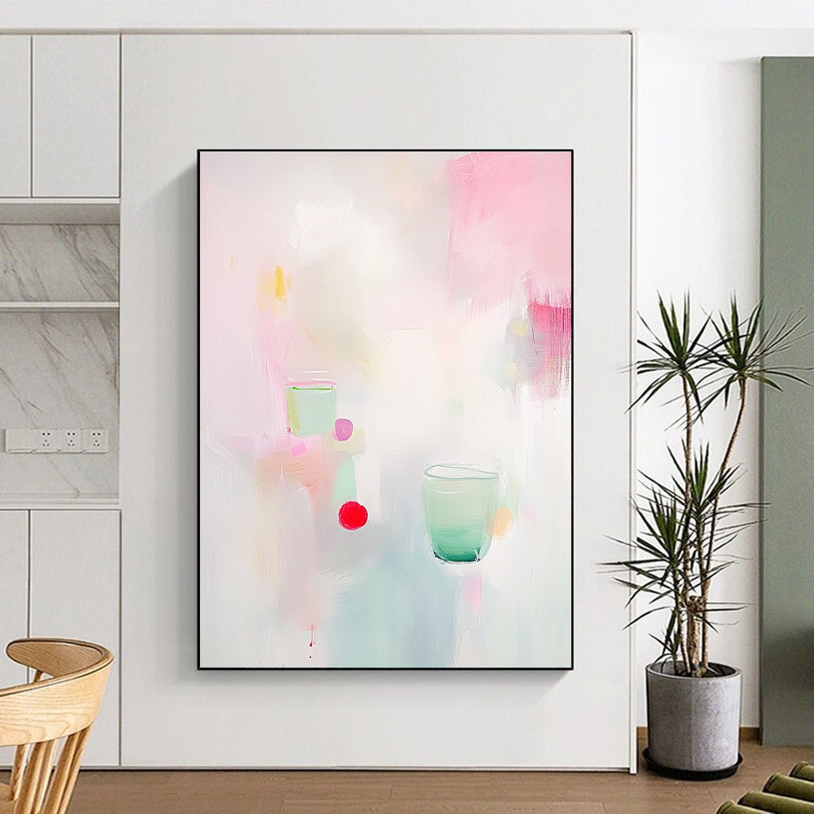 Light Colorful Drinks Abstract Painting for Modern Café Interiors GAB1350