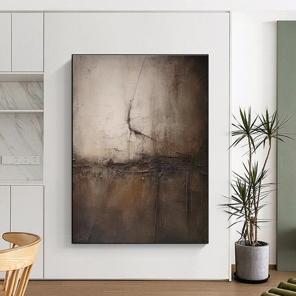 Dark Textured Abstract with Cracked Effect Abstract Painting for Art - Centric Studies HENG357