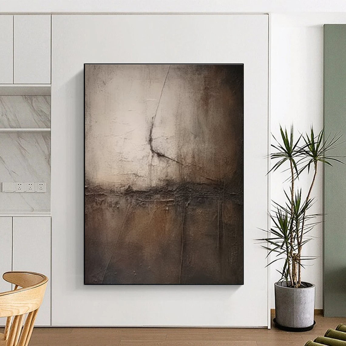 Dark Textured Abstract with Cracked Effect Abstract Painting for Art - Centric Studies HENG357