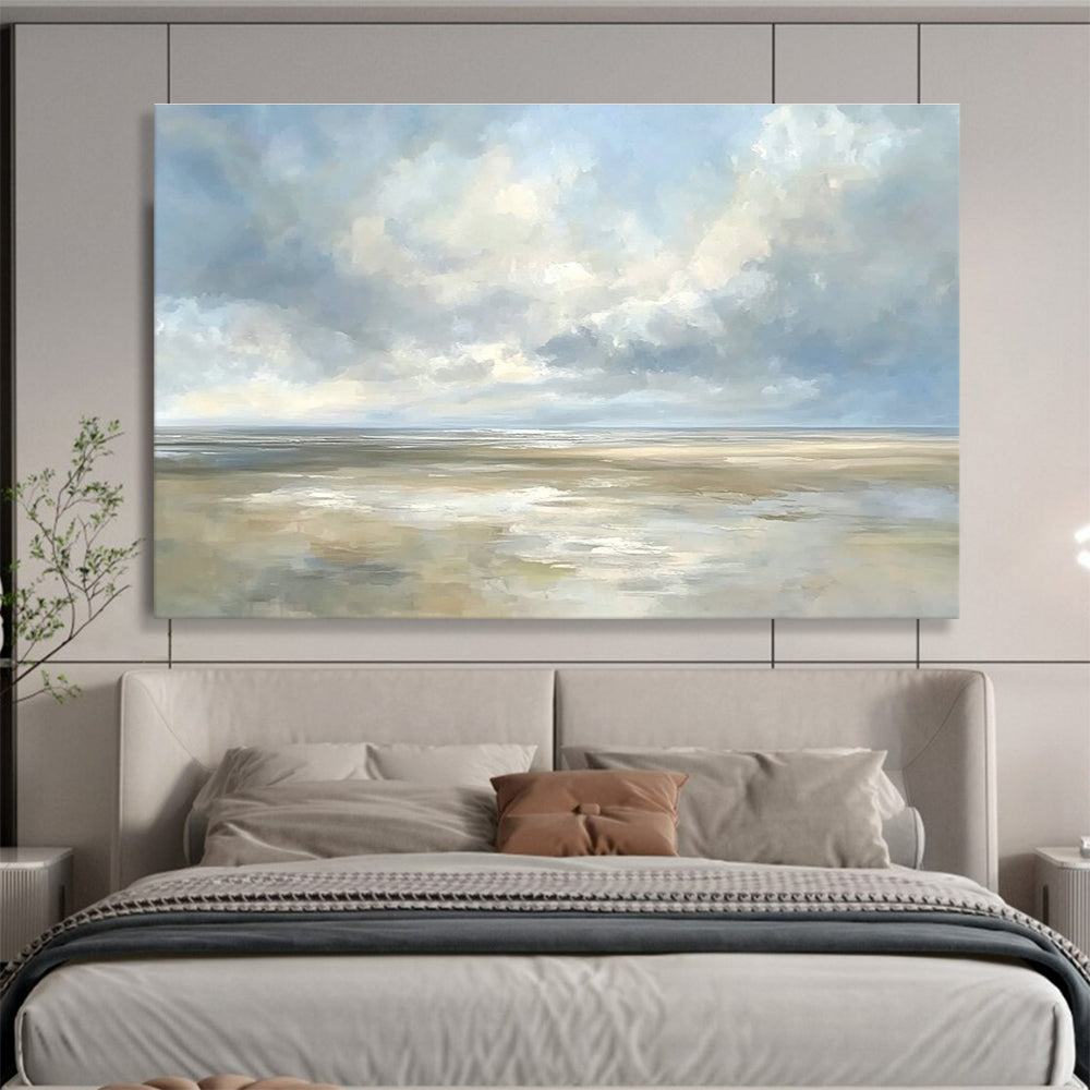 Soft - Hued Coastal Beach Serenity Abstract Painting ABS135