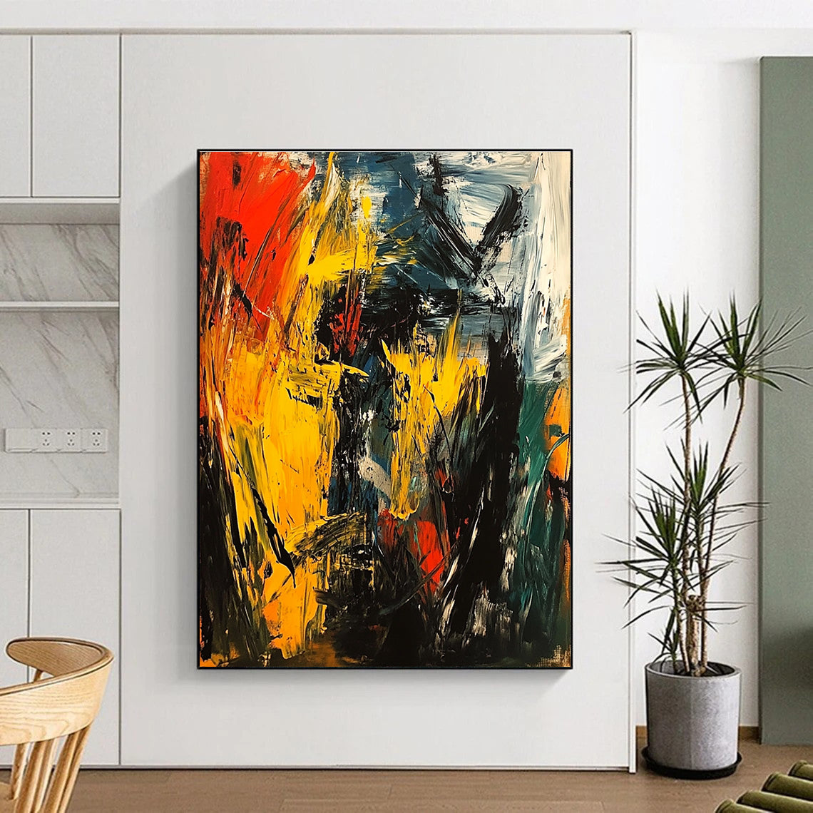 Fiery Color Burst Abstract Painting with Dynamic Energy WINK750