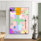 Colorful Geometric Collage Abstract Painting with Vivid Diversity WINK209