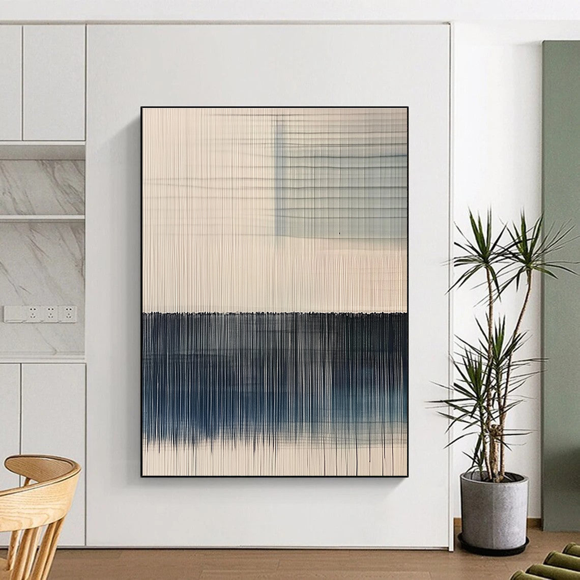 Vertical Line Patterns Abstract Painting with Minimalist Rhythm WINK073