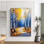 Autumn Birch Forest Abstract Painting for Rustic - Style Living Rooms GAB1286