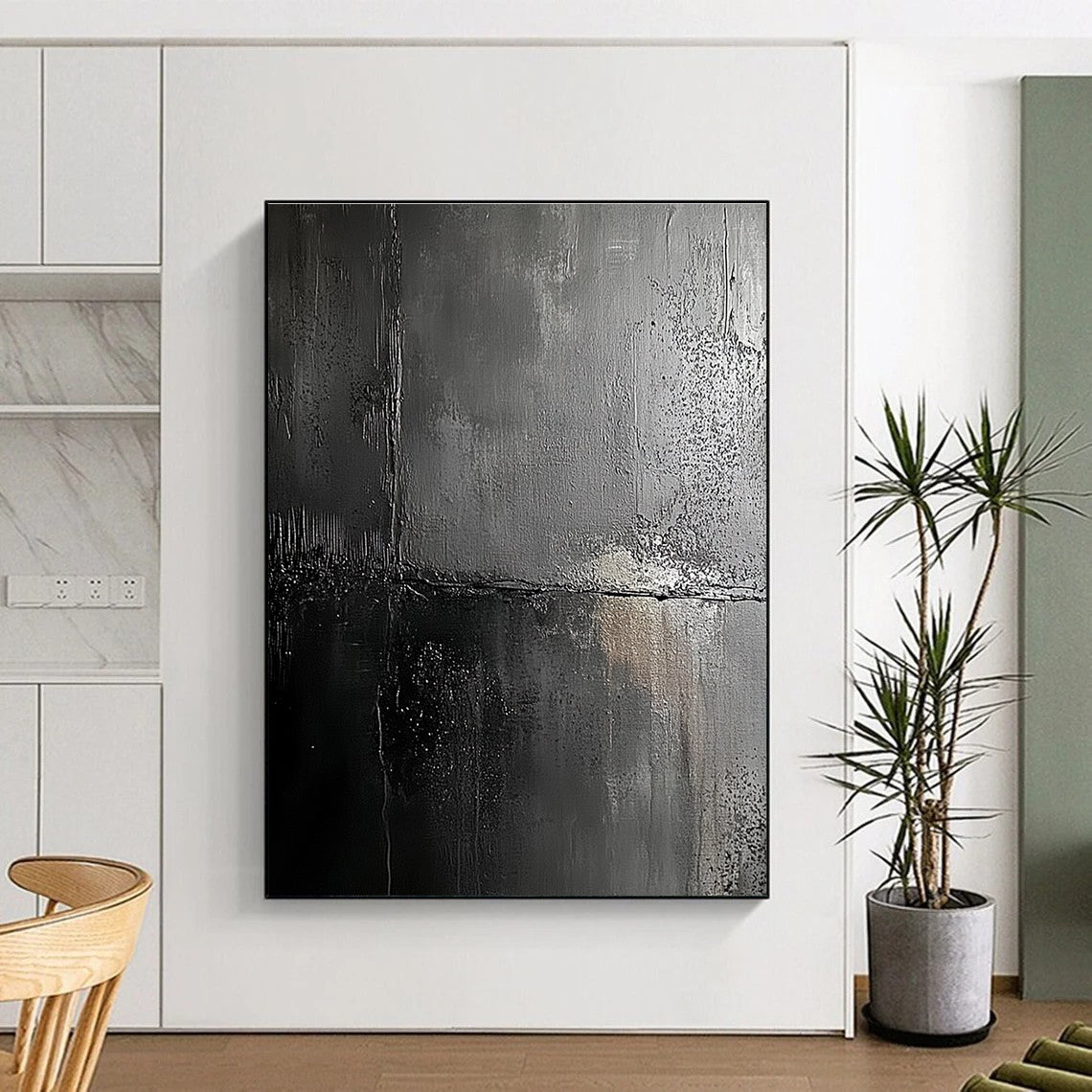 Black and Gray Abstract Painting for Modern - Minimalist Lofts GAB0899