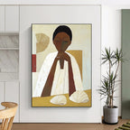 Serene Figure with Shells Cultural Narrative Abstract Painting GAB0269