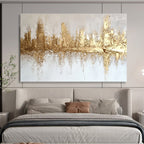 Subtle Golden Skyline with Textured Layers Abstract Painting ABS312