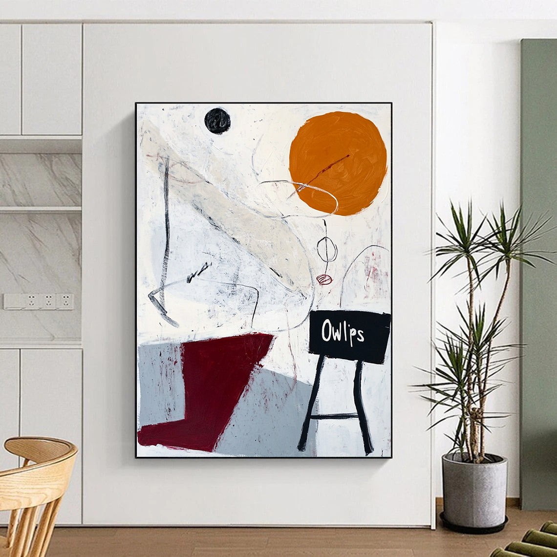 Whimsical Abstract “Ow lips” Painting for Eclectic Café Interiors GAB1245