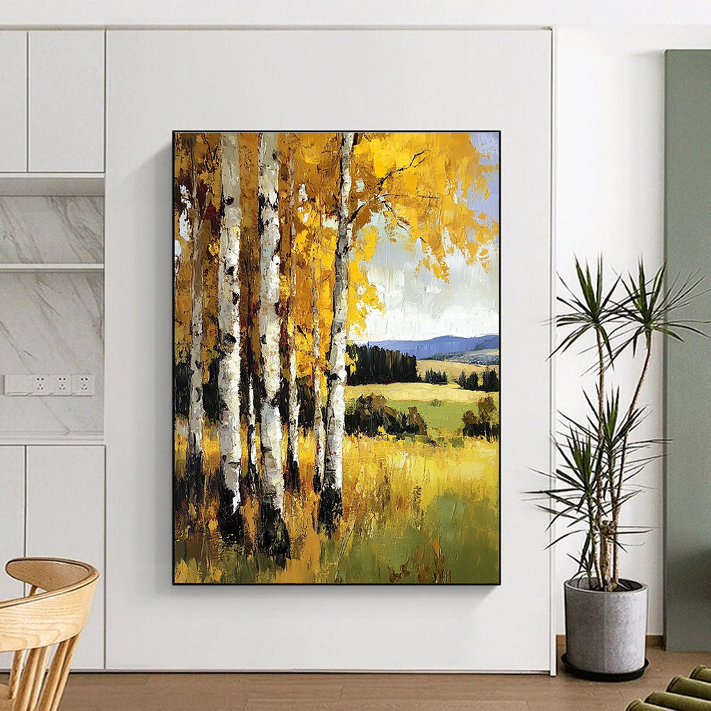 Yellow Birch Forest Painting of Autumnal Warmth GAB0149