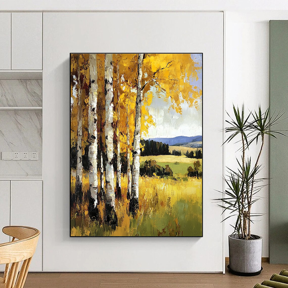 Yellow Birch Forest Painting of Autumnal Warmth GAB0149