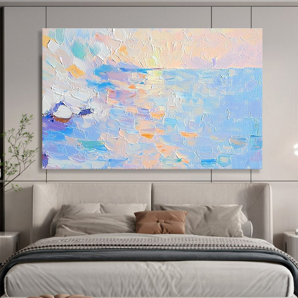 Colorful Sea Abstract Painting with Pointillist - Inspired Brushstrokes ABS278