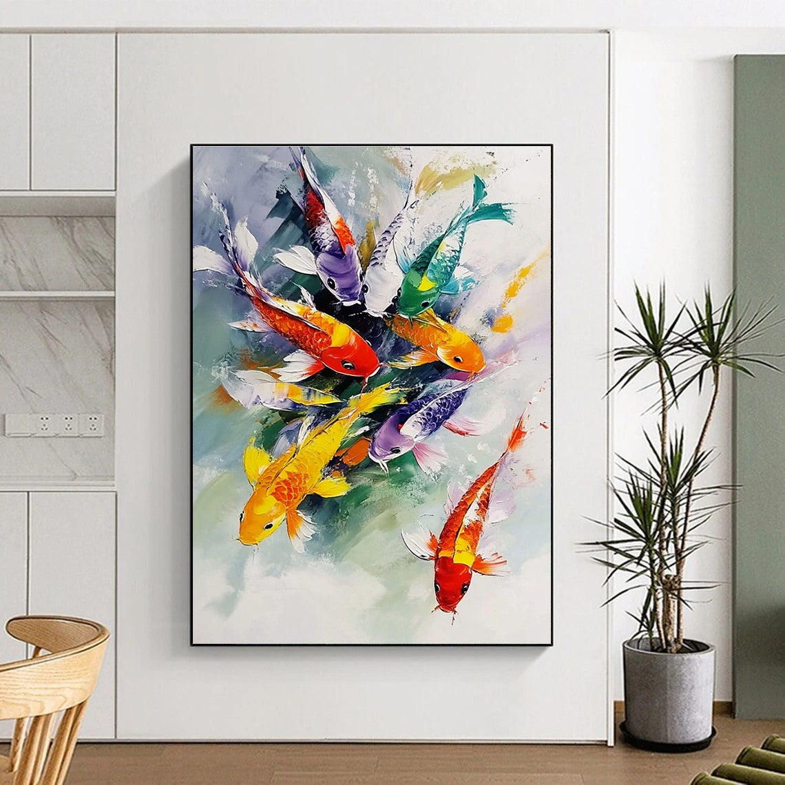 Colorful Koi Fish Painting of Vibrant Aquatic Energy GAB0146