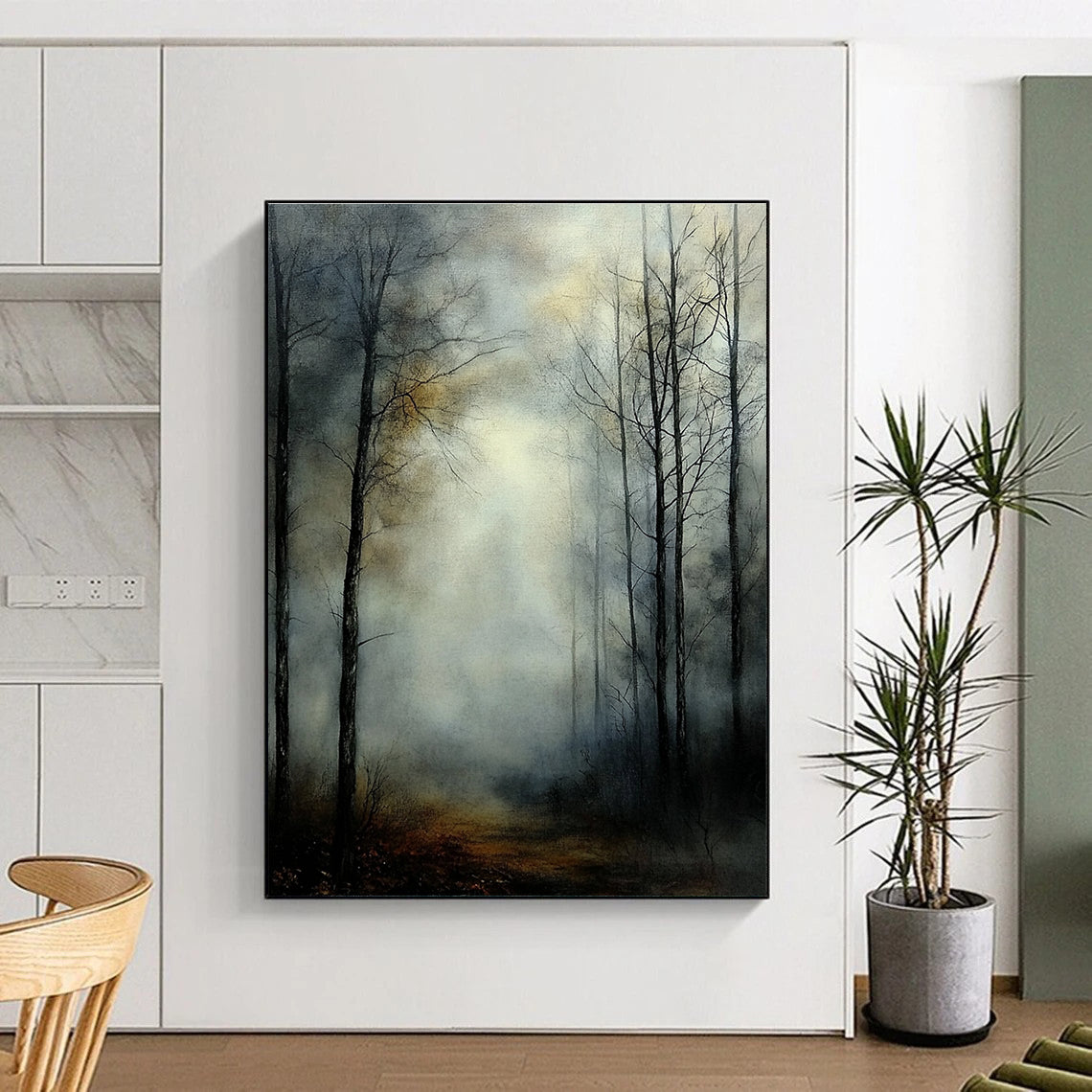Misty Forest Path Abstract Painting for Rustic Cabin Studies GAB1345