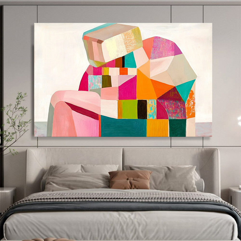 Colorful Geometric Figure Abstract Painting with Vibrant, Modern Shapes ABS512