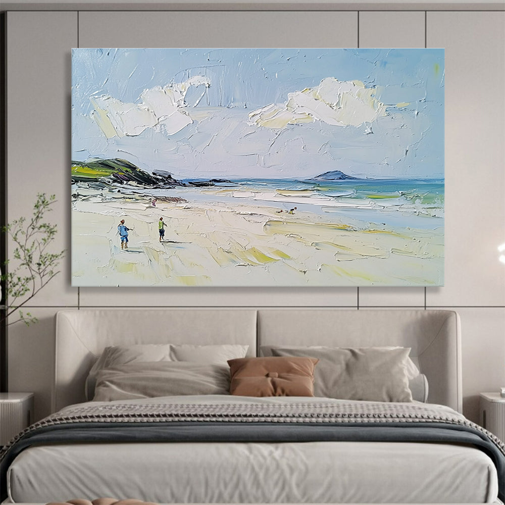 Beach Scene with Figures Abstract Painting with Casual Charm ABS596