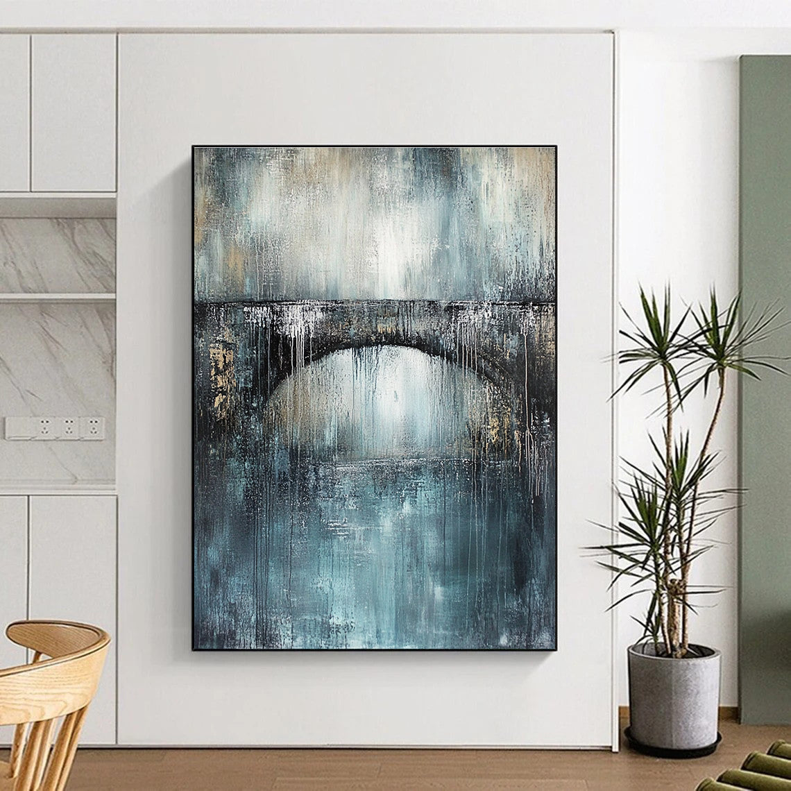 Bridge in Blue Abstract Painting for Ethereal Dining Rooms GAB0786