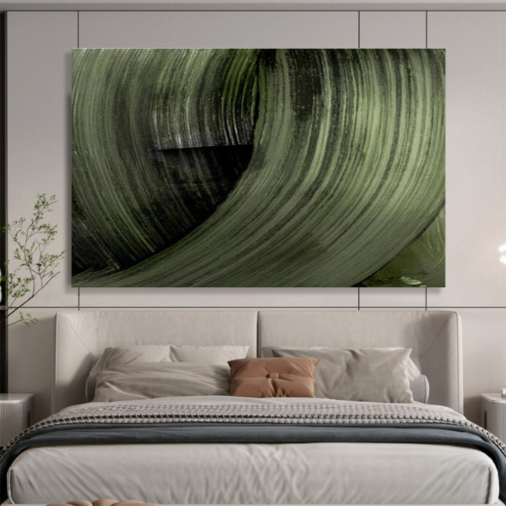 Green Swirl Abstract Painting for Eco - Friendly Spaces YHT123