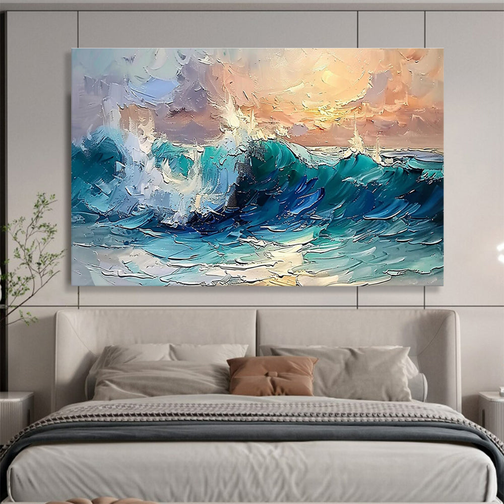 Sea Wave Abstract Painting for Nautical - Themed Home Theaters YHT296