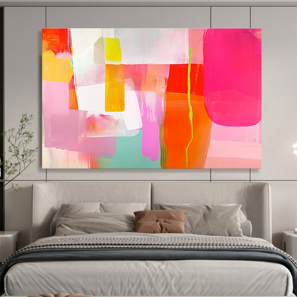 Bold Color Block Abstract Painting with Playful Contrasts ABS415