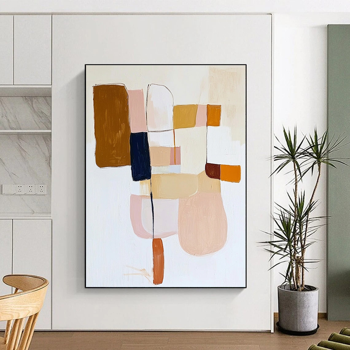 Earth - Toned Block Abstract Painting with Gentle Harmony WINK700