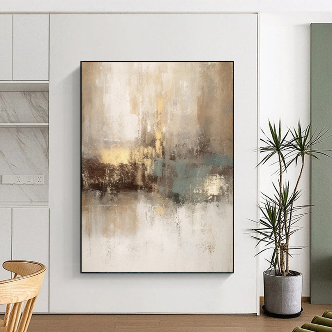 Neutral Tones Abstract Painting for Timeless Home Decor HENG068