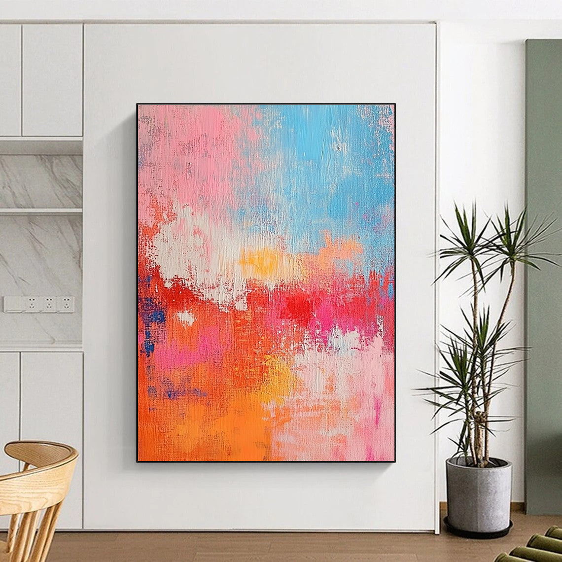 Pink Orange Abstract Painting with Playful Warmth WINK698