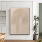 Beige Textured Arch Art Minimalist Abstract Painting for Sophisticated Spaces GAB1403