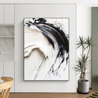 Black White Textured Abstract Painting with Bold Simplicity WINK737