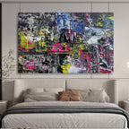 Vibrant Abstract Nightscape Painting for Lively Bar Lounges YHT338