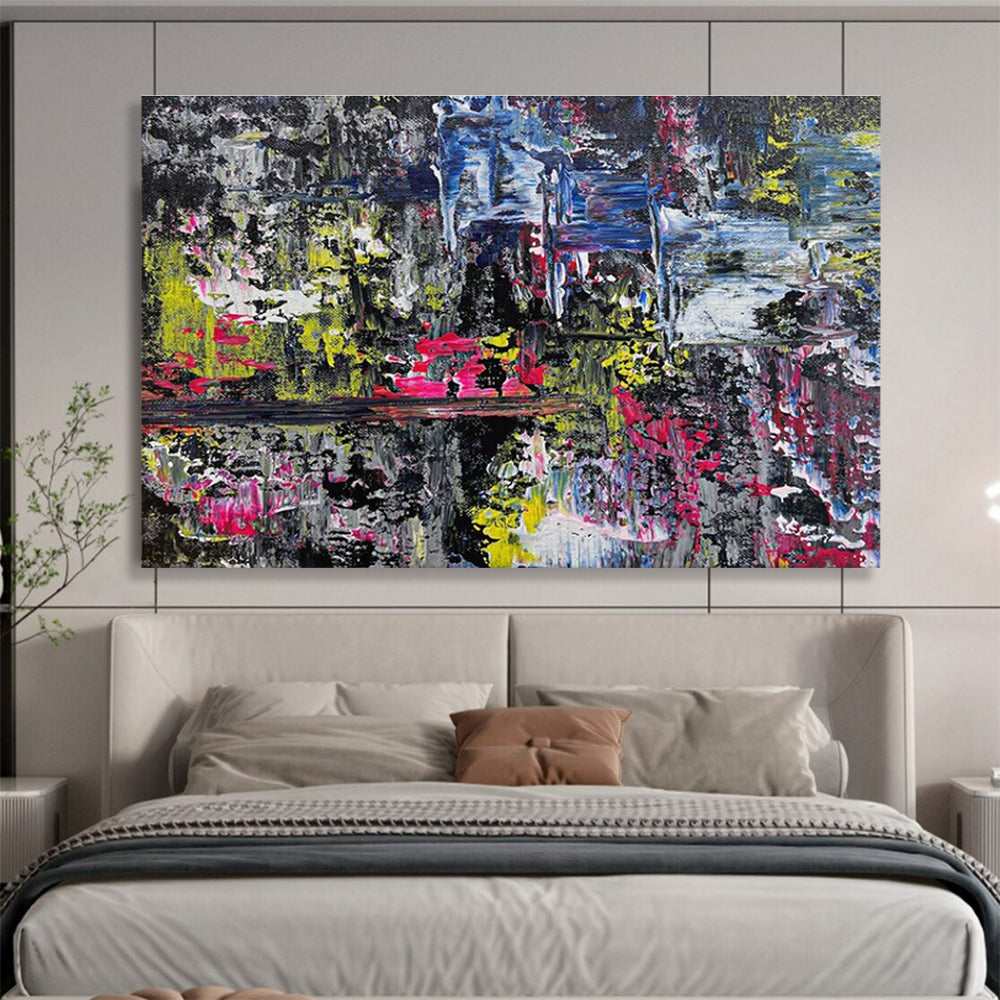 Vibrant Abstract Nightscape Painting for Lively Bar Lounges YHT338