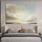 Light - Hued Sky and Sea: Tranquil Coastal Atmosphere Captured Abstract Painting ABS151