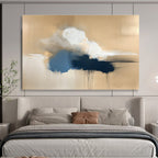 Minimalist Cloud Drift with Dripping Accents Abstract Painting ABS319