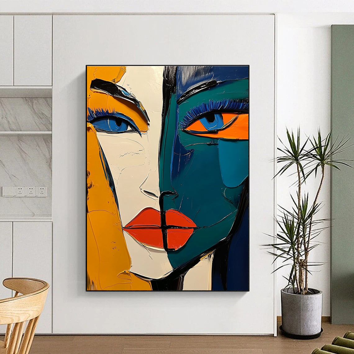 Colorful Cubist Portrait - Bold Figurative Abstract Art GAB0485