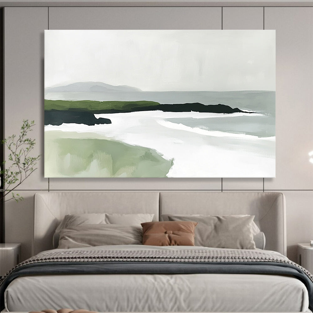Minimalist Coastal Landscape with Subtle Color Blocks Abstract Painting ABS336