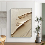 Textured Beige Layers Abstract Painting of Subtle Sophistication GAB0091