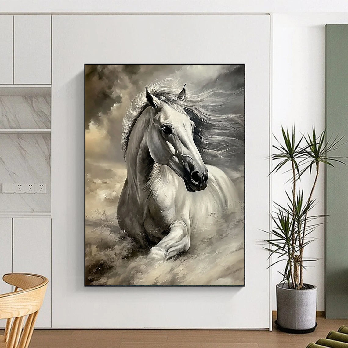 Majestic White Horse Painting of Ethereal Grace GAB0191