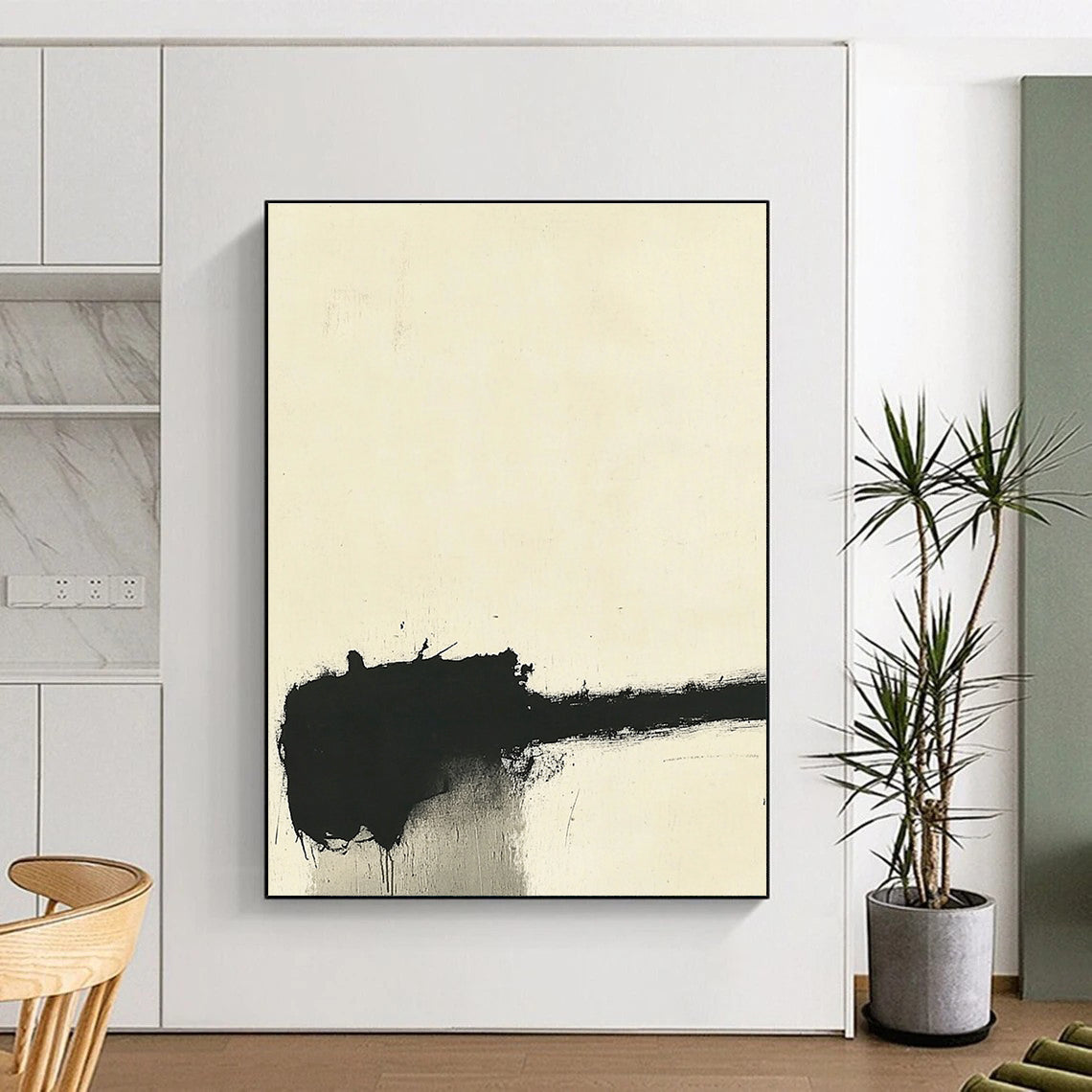 Black and White Mark Abstract Painting with Bold Minimalism WINK148