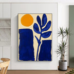 Sun and Plant Shapes Abstract Painting for Minimalist Home Offices GAB1354