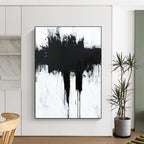 Dripping Black Abstract Painting with Edgy Emotion WINK346