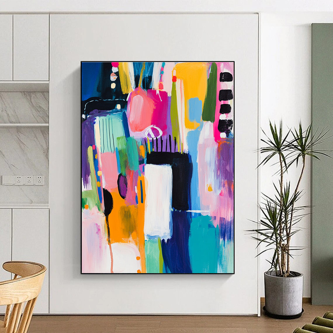 Colorful Abstract Blocks Painting for Playful Kids' Rooms GAB1143