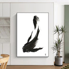 Minimalist Black Ink Fish Painting for Zen - Inspired Home Offices HENG181