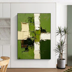 Green White Brown Abstract Painting with Lush Forest Inspirations WINK478