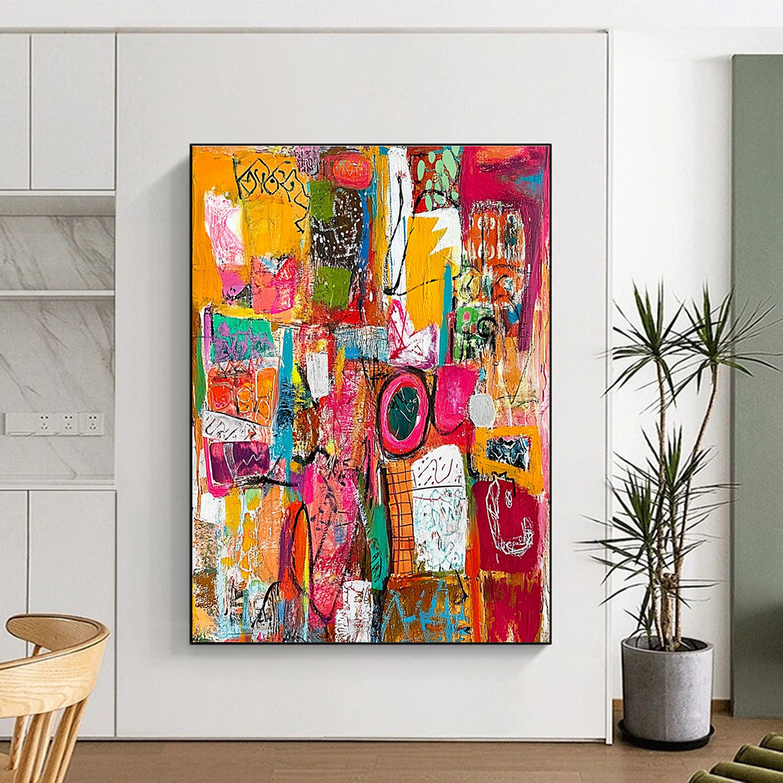 Colorful Mixed - Media Abstract Painting for Bohemian - Style Retail Stores GAB1239