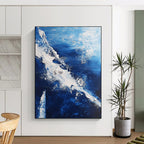 Blue and White Wave Abstract Painting for Coastal - Inspired Living Rooms GAB0802