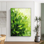 Lush Green Leaf Texture Abstract Painting of Verdant Abundance GAB0189